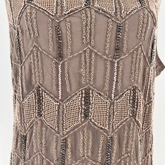 Women's Sundance sz 16 NWT Beaded mesh overlay sleeveless gray cocktail dress - Picture 5 of 6
